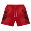 Hellstar Flame Shorts - Black Logo Red