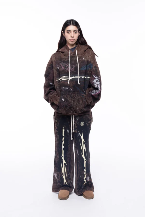 Hellstar Graffiti Hoodie Brown - Image 3