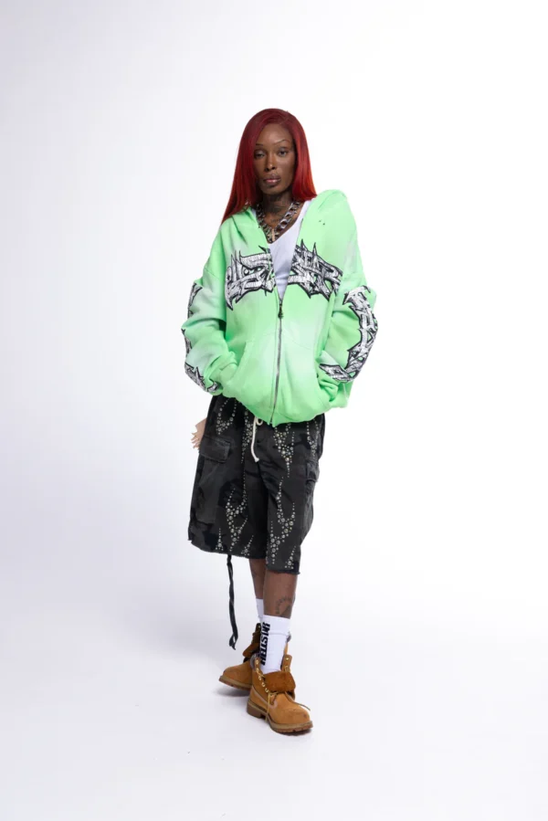 Hellstar Graffiti Zip-Up - Green - Image 3