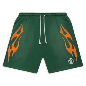 Hellstar Flame Shorts Green