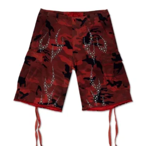 Hellstar Studded Cargo Shorts Red